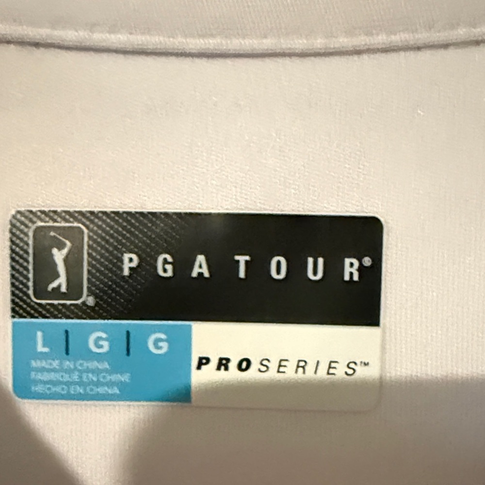 PGA Tour Men's Polo Shirt - White with Subtle Gray Lines - Picture 2 of 3
